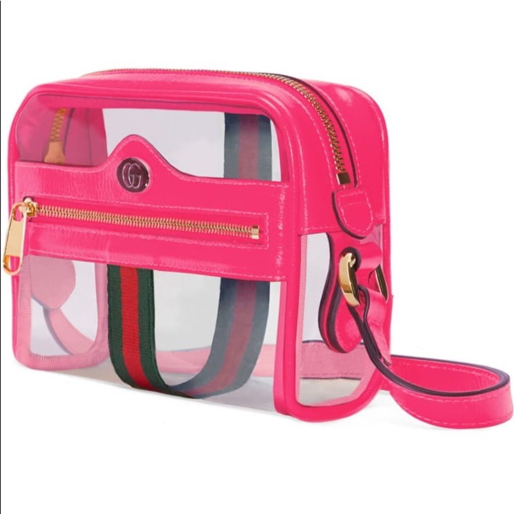 Gucci Ophidia Transparent Crossbody Bag Hot Pink